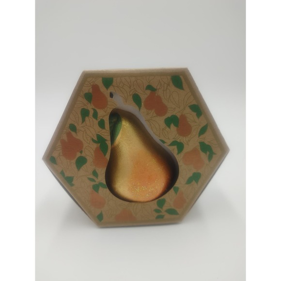 Hand Cast Paper Christmas Ornament Gilded Pear by Hill Design 1995 - Picture 1 of 3